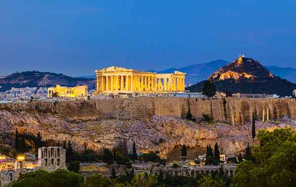 | greece athens acropolis evening view 2